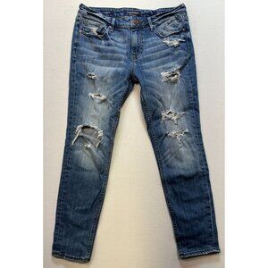 Vigoss The Chelsea Womens Skinny Distressed  Jeans Size 28x26 Blue Denim